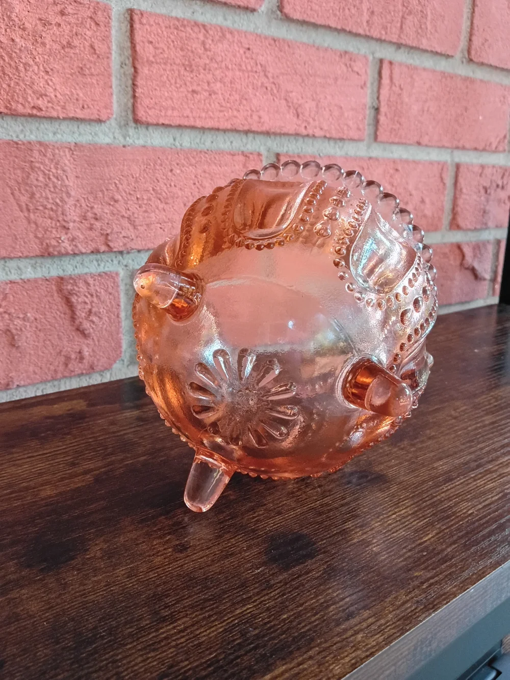 Vintage Pink Footed Glass Bowl Pedestal Candy Dish Antique Decor Centerpiece